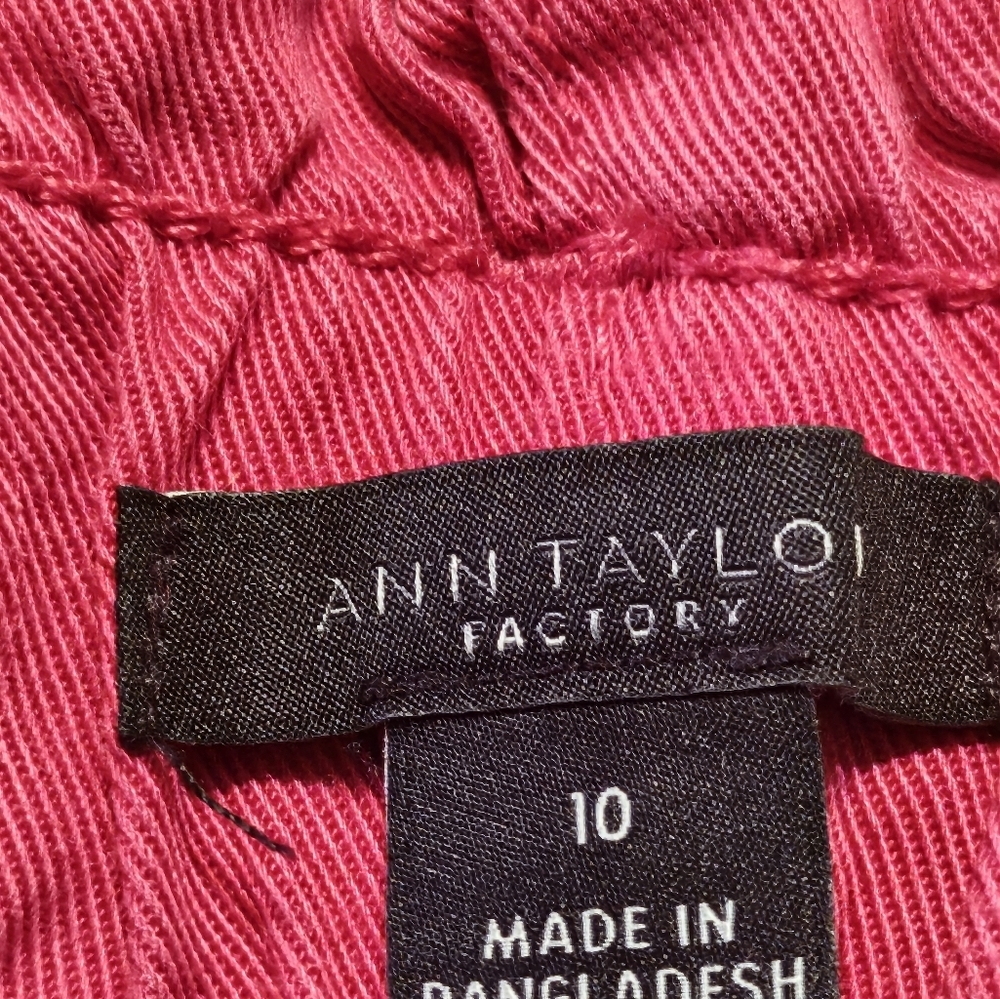 Ann Taylor Factory Belted High Rise Ankle Pants Red Size 10 - Picture 8 of 9